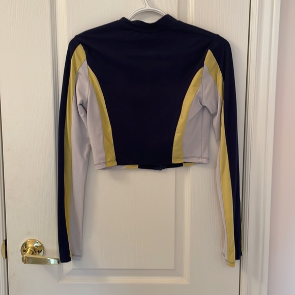 SWS/ACTIVE NAVY BLUE, YELLOW, WHITE CROPPED ZIP UP - Picture 2 of 3